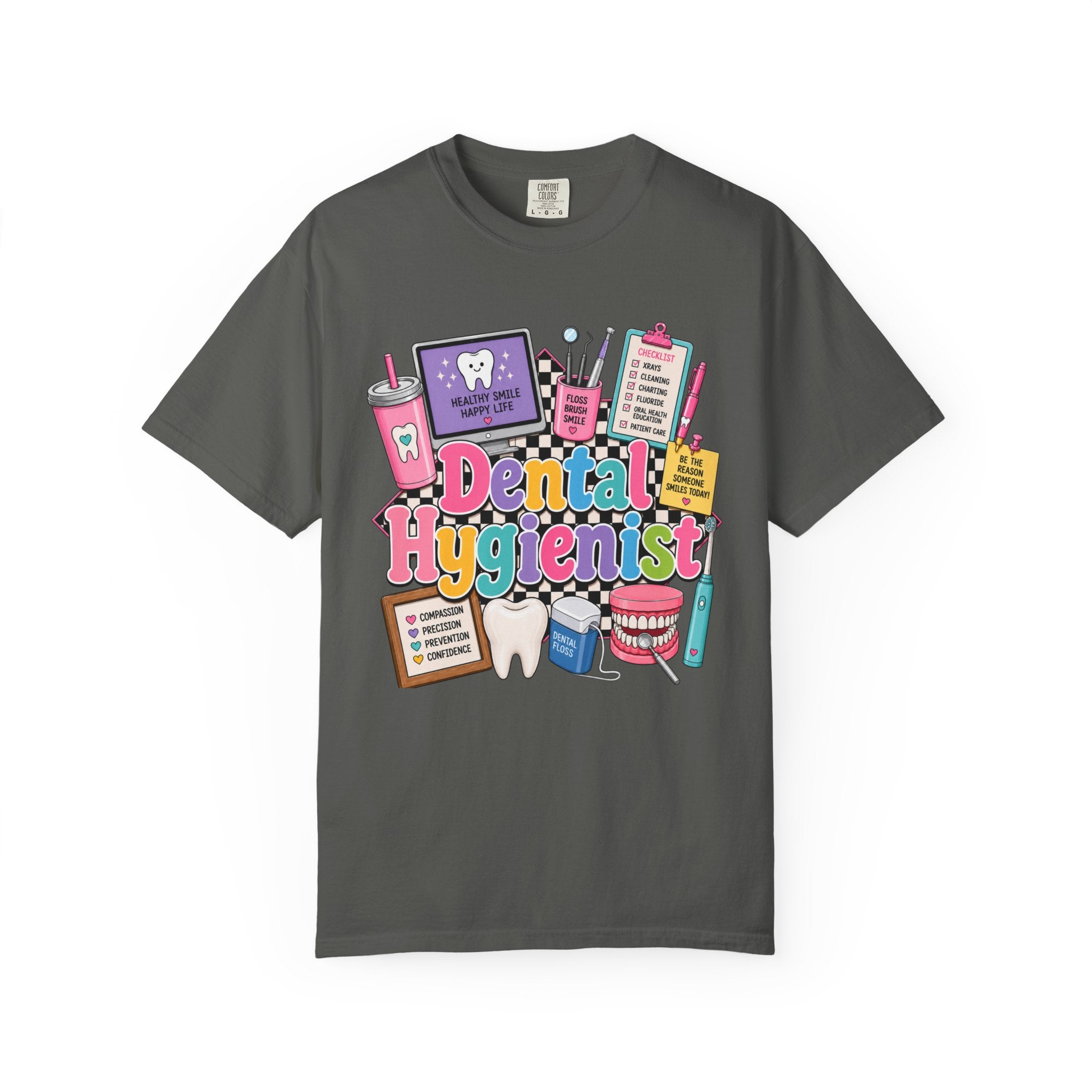 Dental Hygienist T-shirt | Dental Tools Graphic Tee, Tooth Care Design