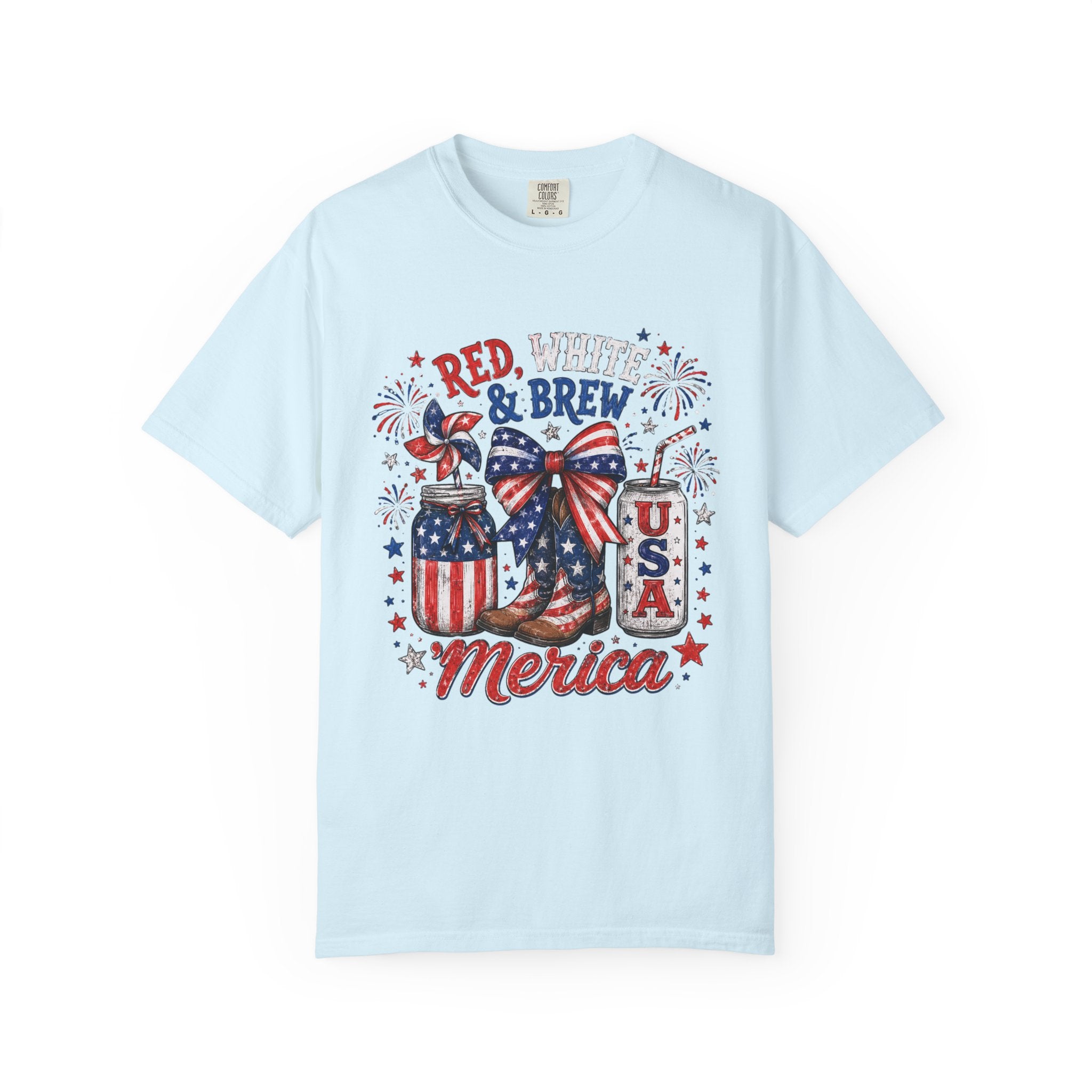 Red White & Brew graphic T-shirt | USA Merica patriotic 4th of July design