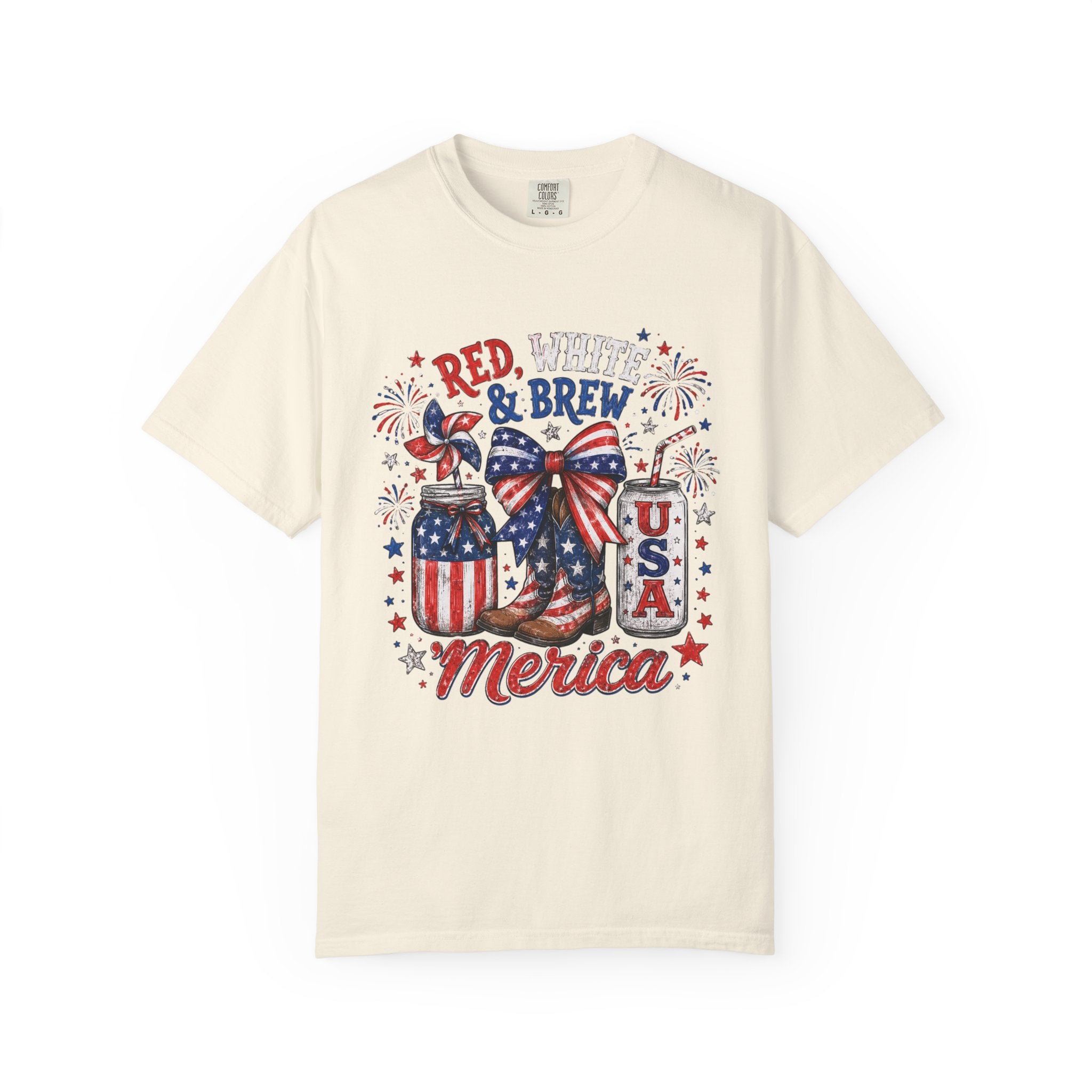 Red White & Brew graphic T-shirt | USA Merica patriotic 4th of July design