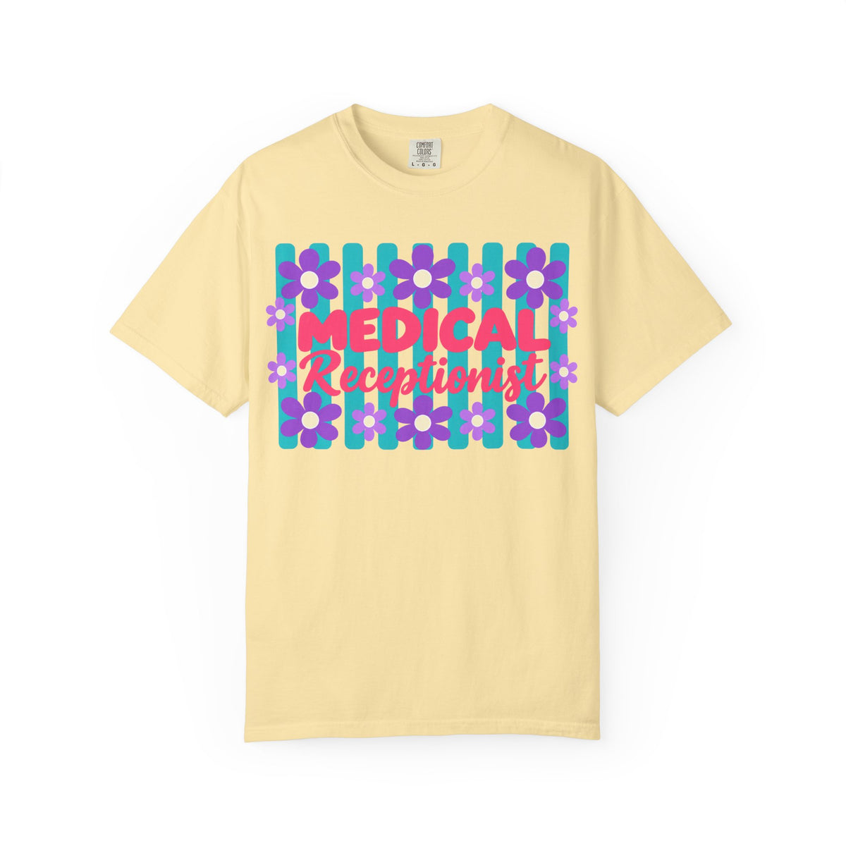 Medical Receptionist T-Shirt | Retro Floral Typography