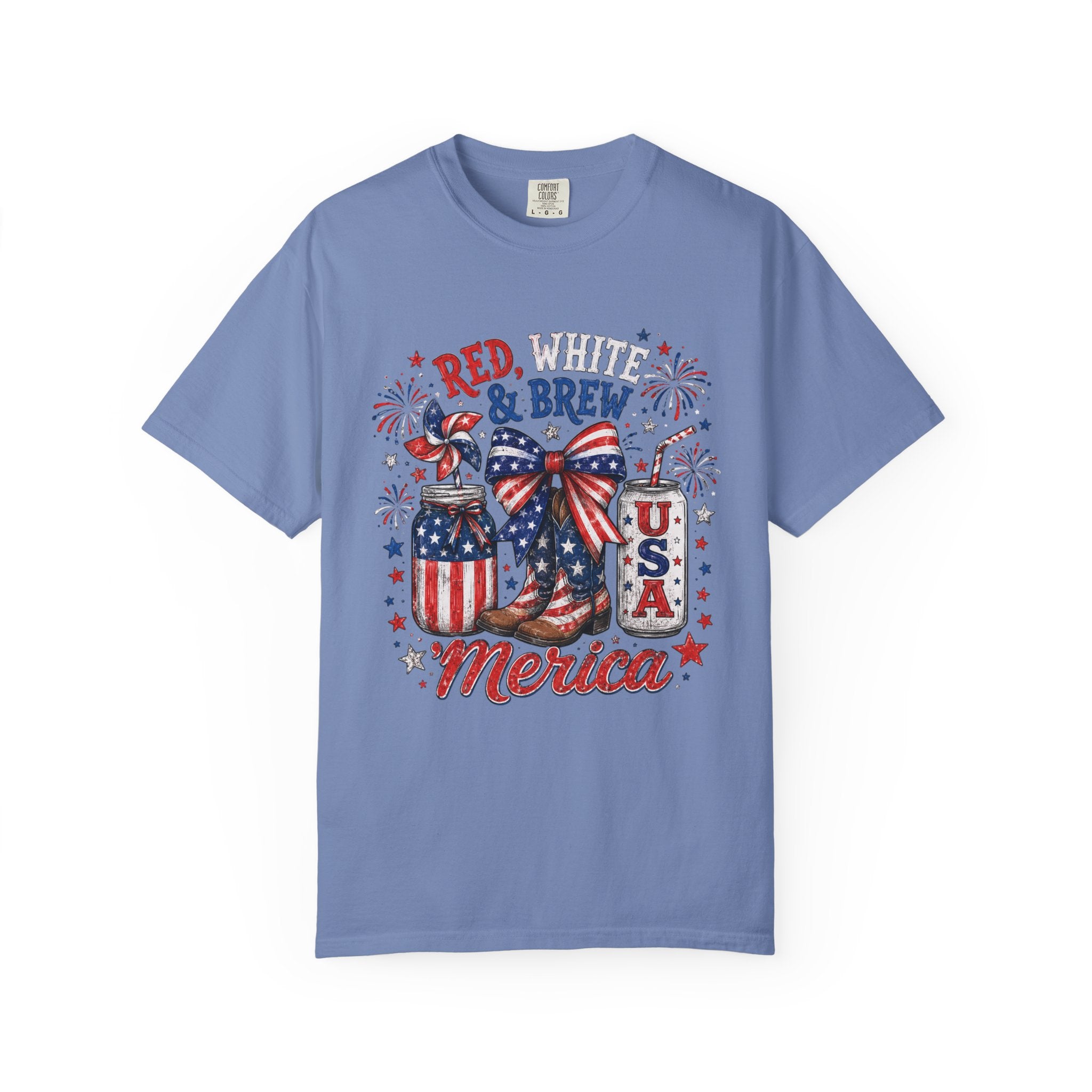 Red White & Brew graphic T-shirt | USA Merica patriotic 4th of July design