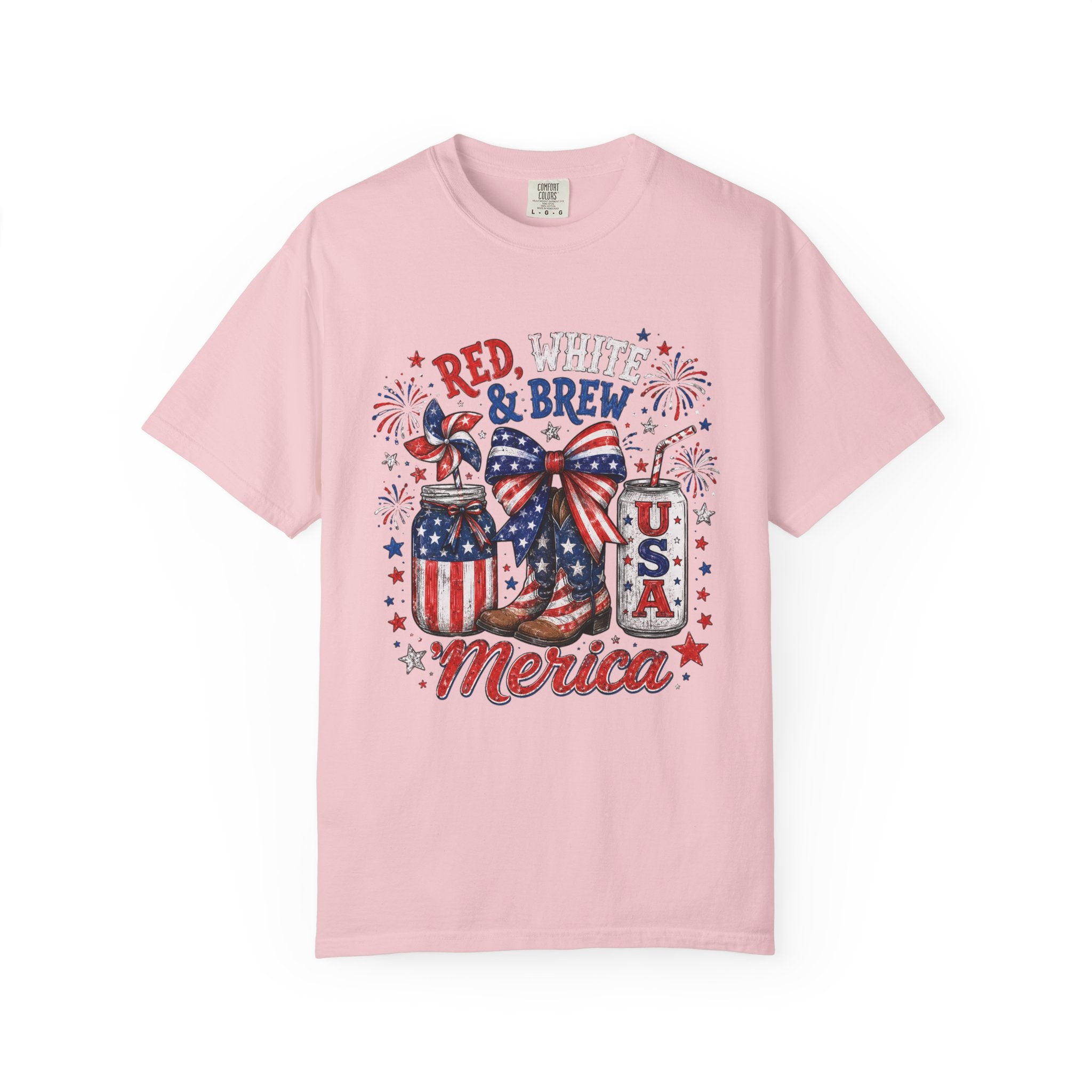 Red White & Brew graphic T-shirt | USA Merica patriotic 4th of July design