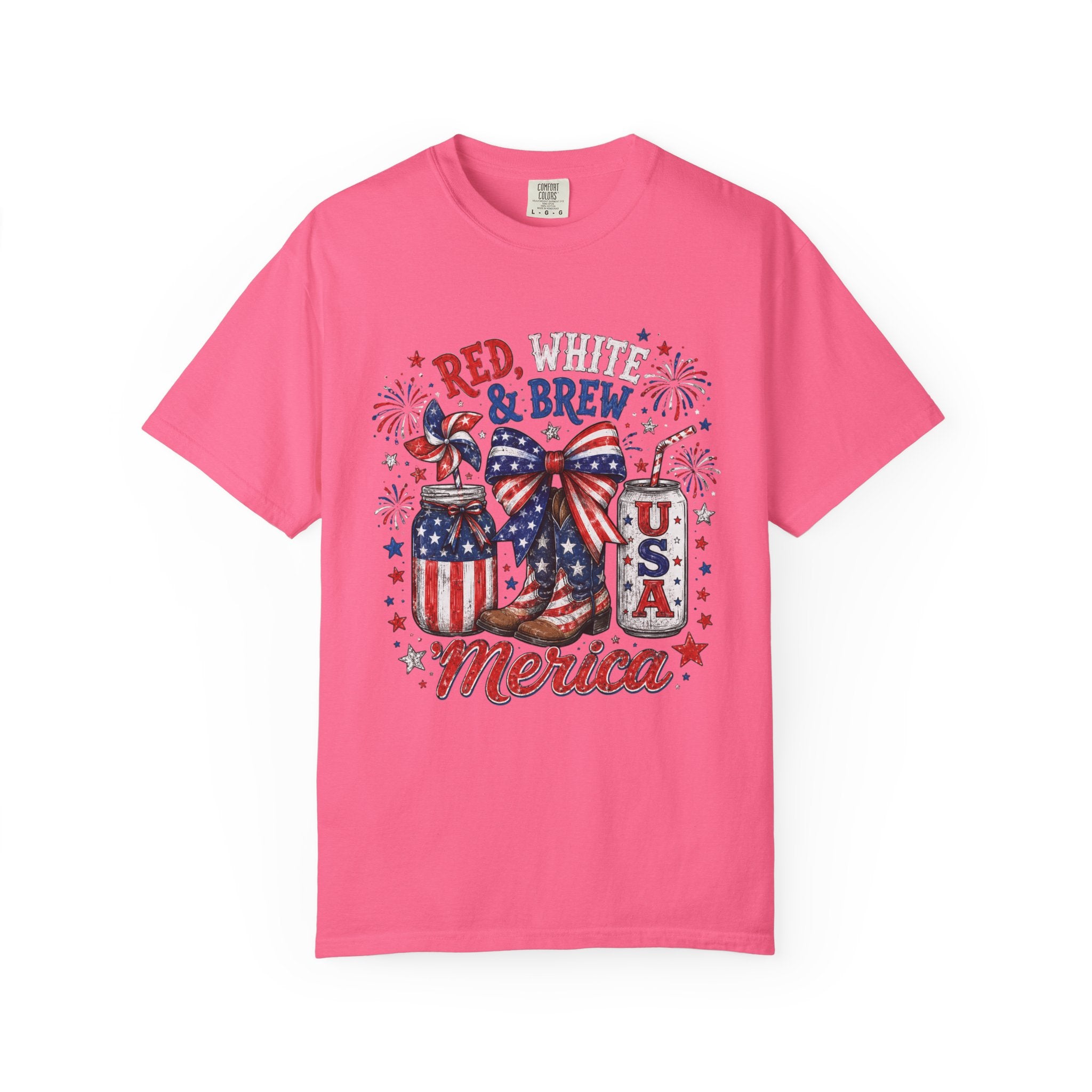 Red White & Brew graphic T-shirt | USA Merica patriotic 4th of July design
