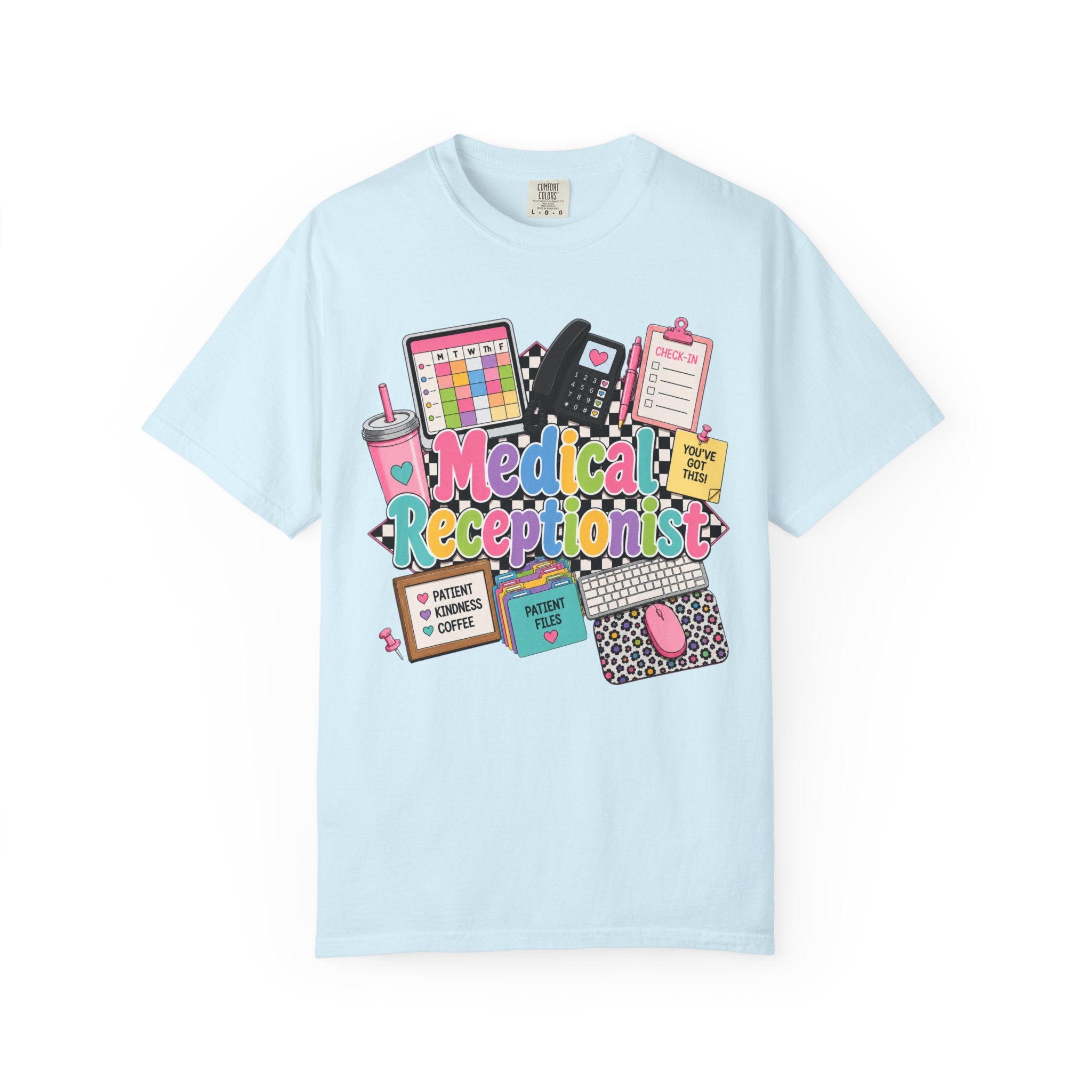 Medical Receptionist Graphic T-Shirt — Cute Office Essentials Design