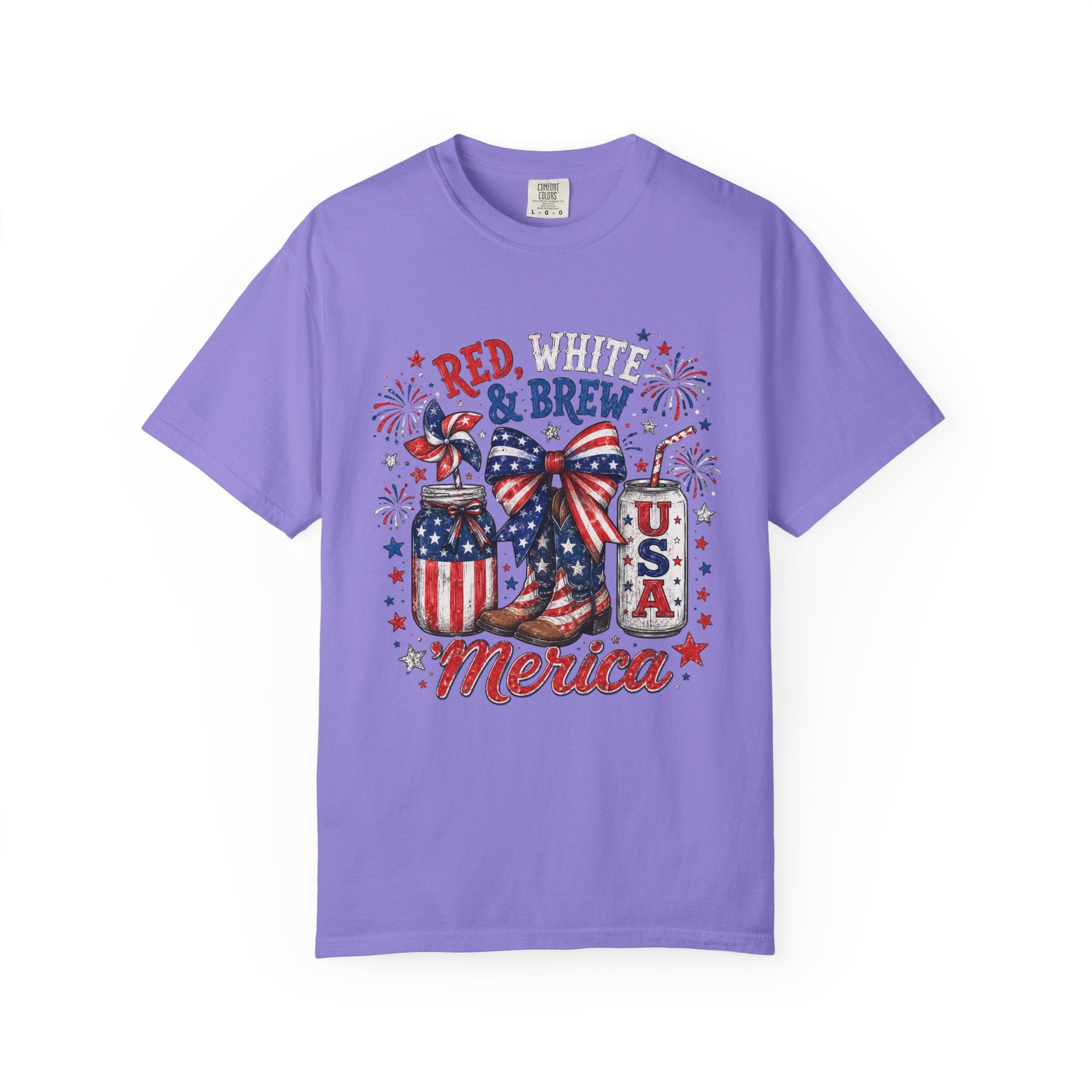 Red White & Brew graphic T-shirt | USA Merica patriotic 4th of July design