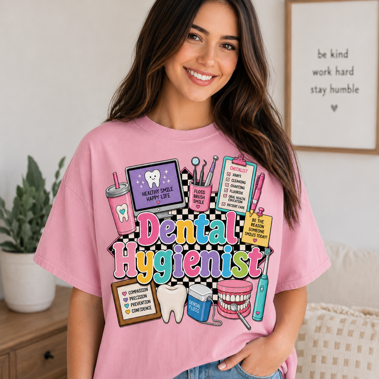 Dental Hygienist T-shirt | Dental Tools Graphic Tee, Tooth Care Design