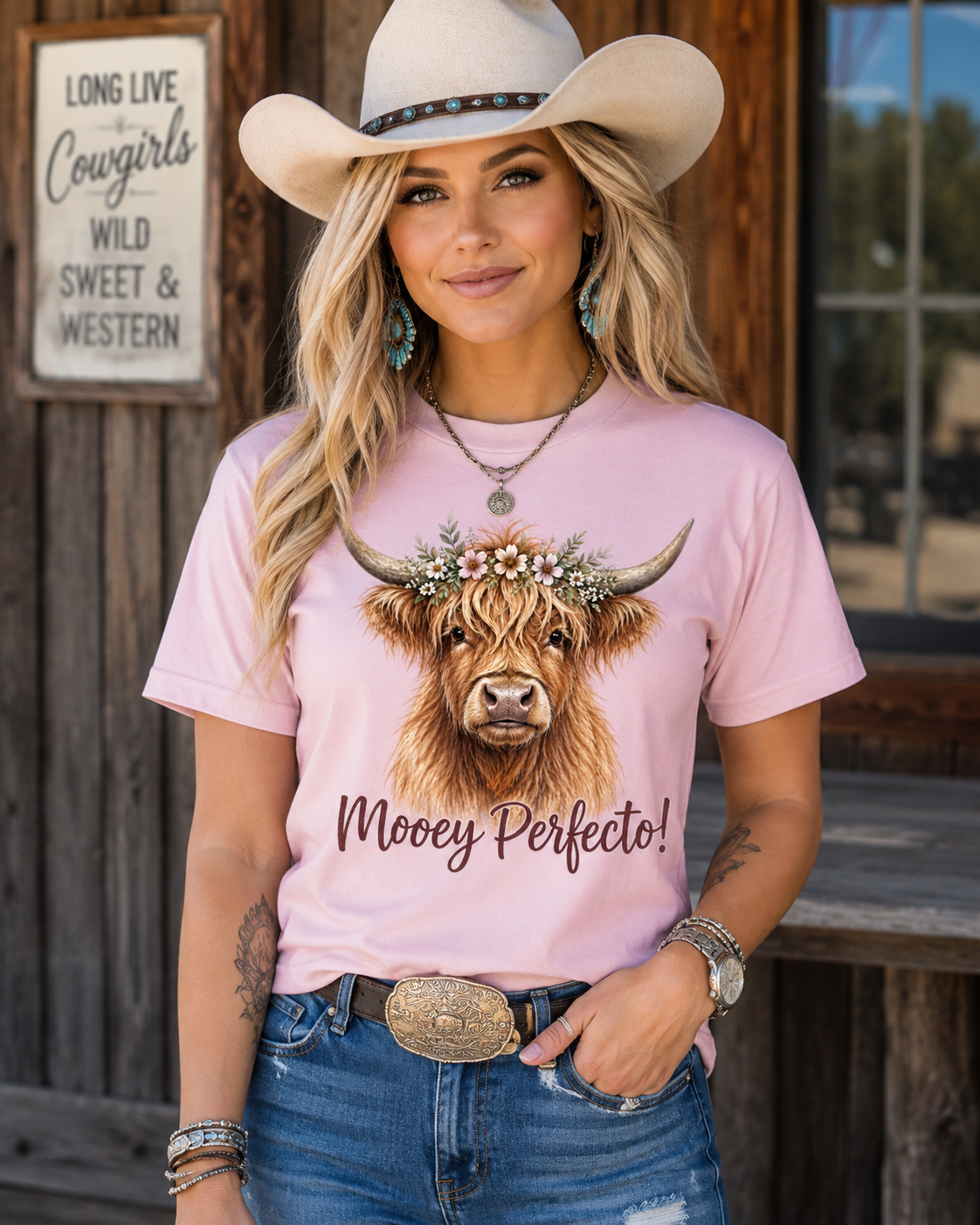 Mooey Perfecto Highland Cow Tee