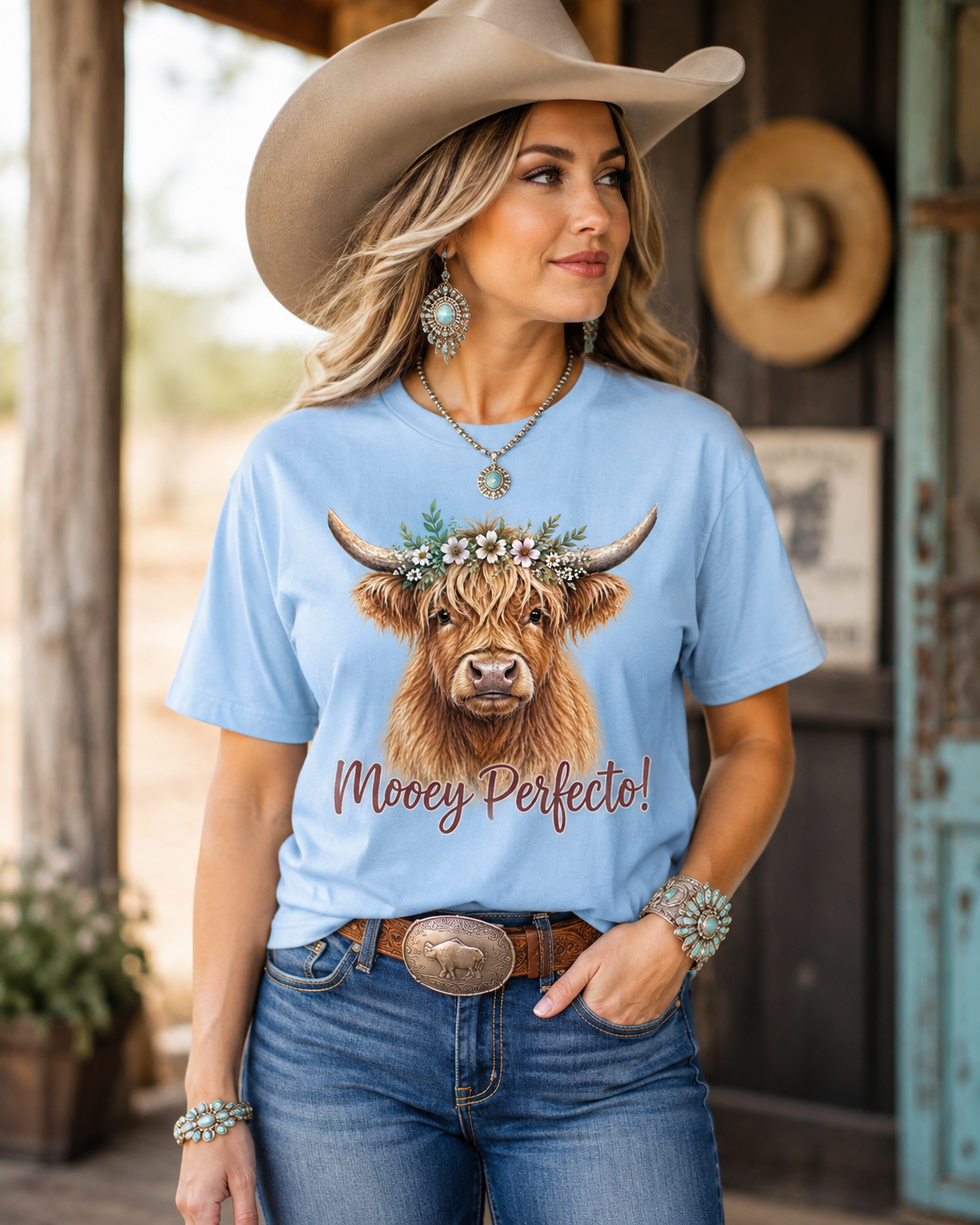 Mooey Perfecto Highland Cow Tee