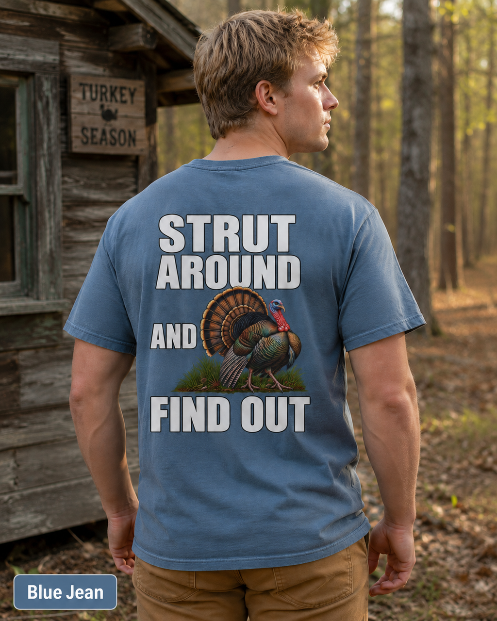 Strut Around and Find Out Turkey T-Shirt | Yee Haw Energy chest logo