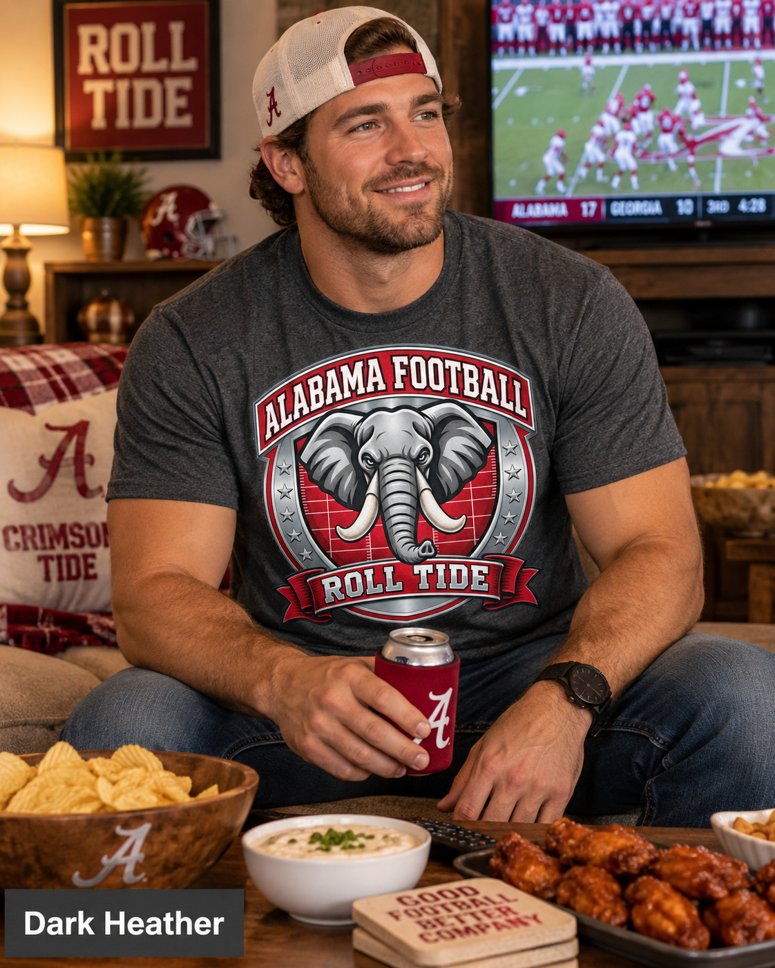 Alabama Football Elephant Crest Roll Tide T-shirt | College Team Tee