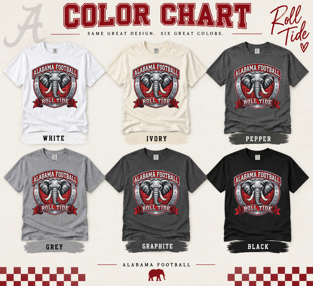 Alabama Football Elephant Crest Roll Tide T-shirt | College Team Tee