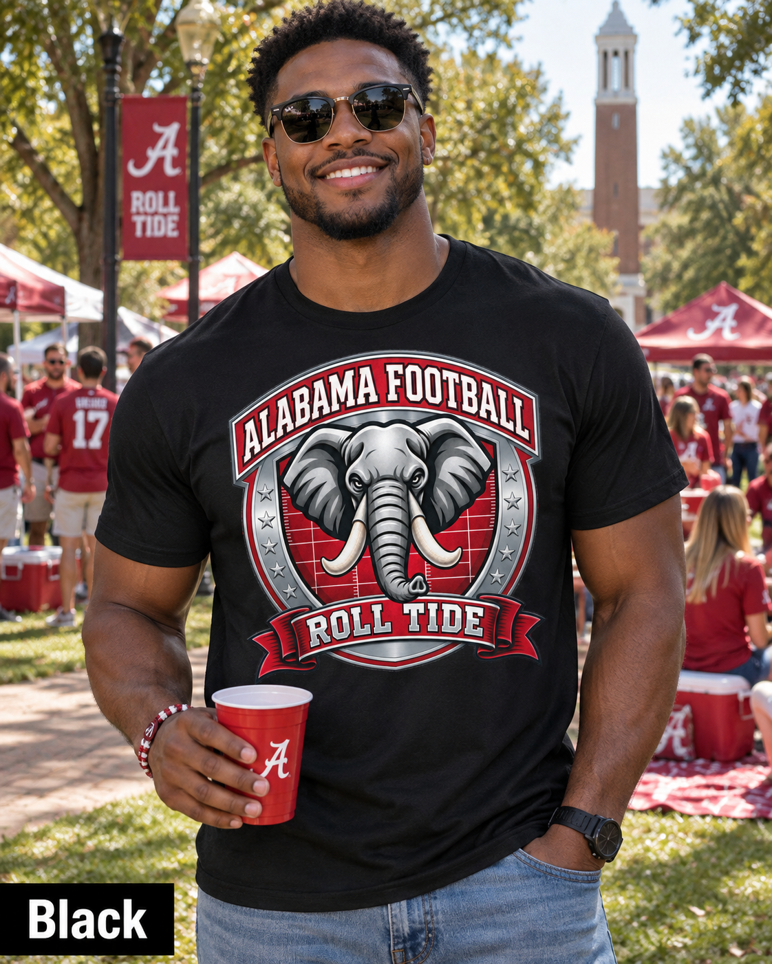 Alabama Football Elephant Crest Roll Tide T-shirt | College Team Tee