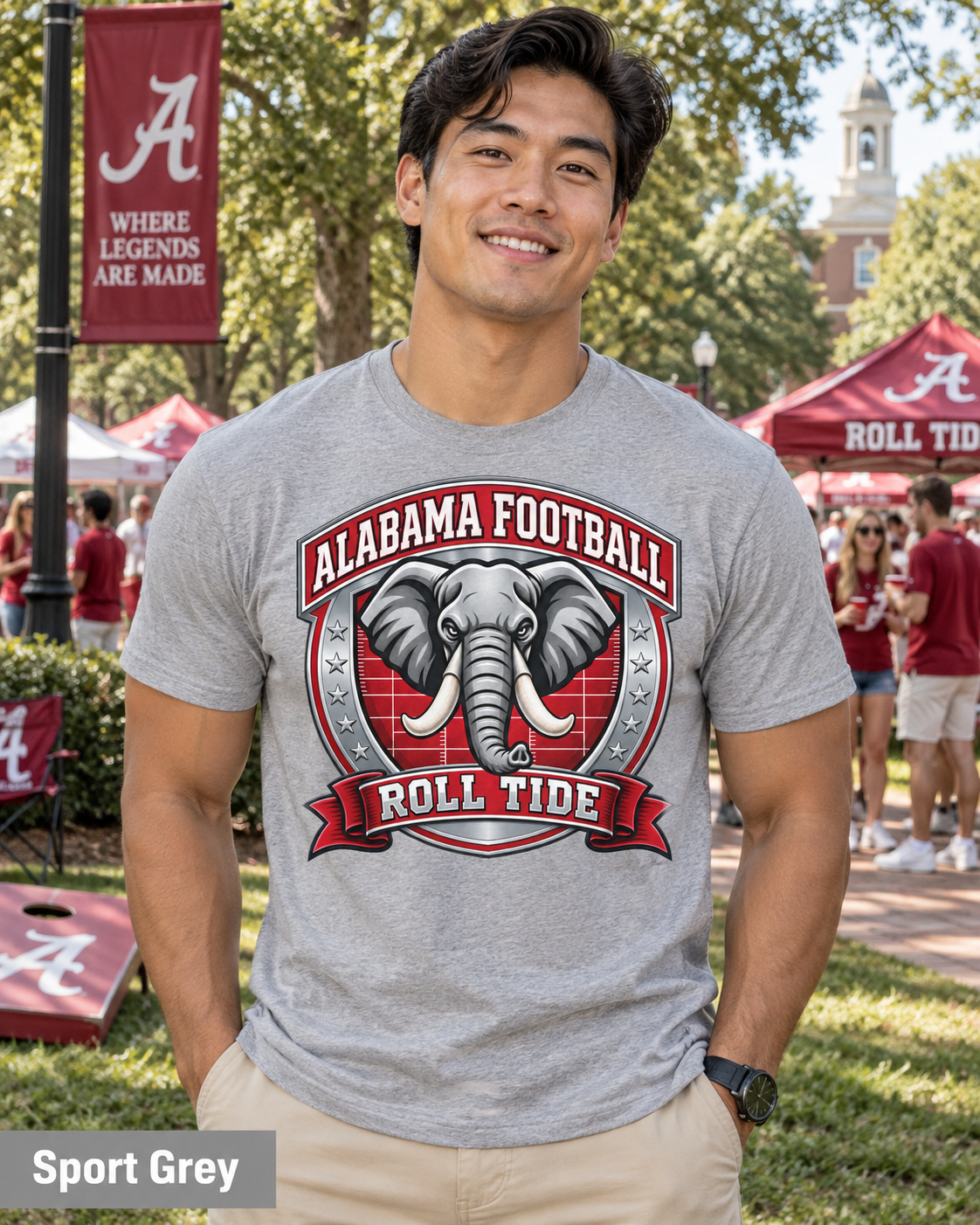 Alabama Football Elephant Crest Roll Tide T-shirt | College Team Tee