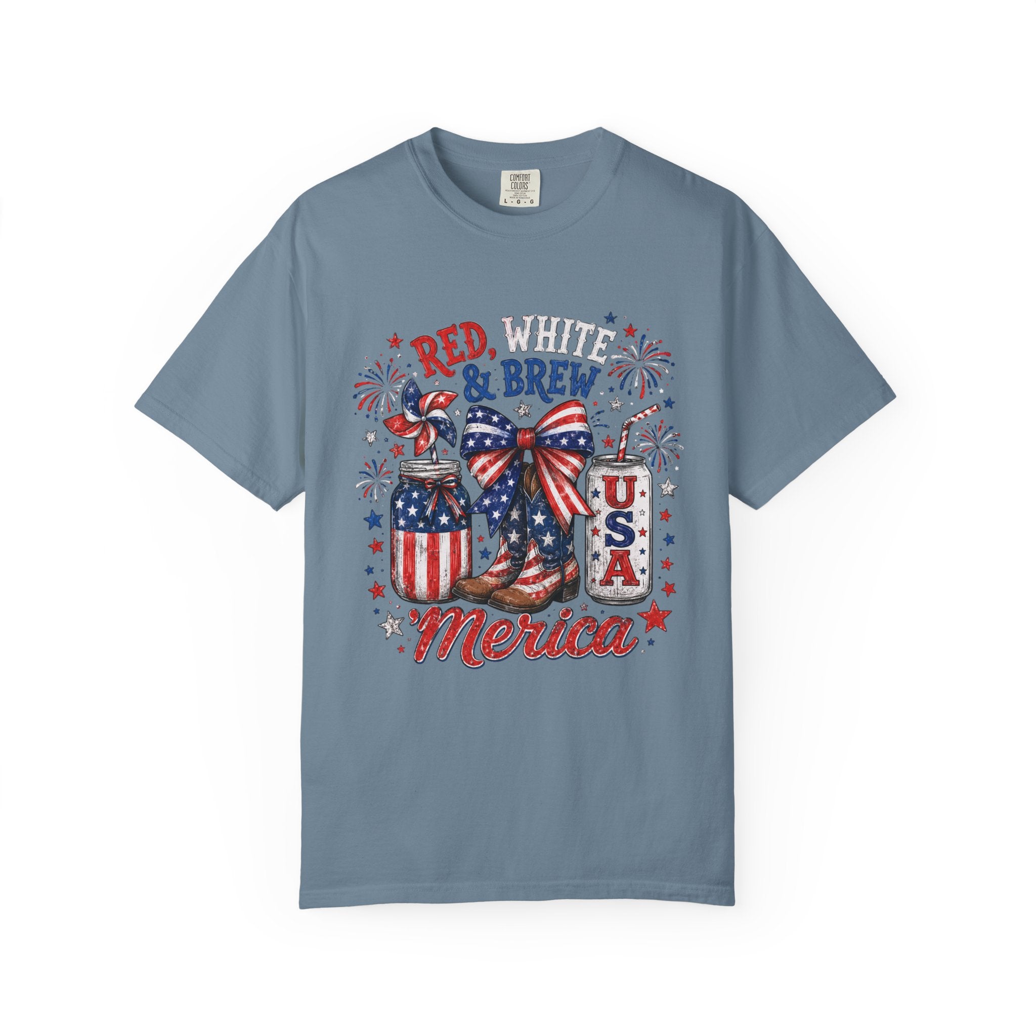 Red White & Brew graphic T-shirt | USA Merica patriotic 4th of July design