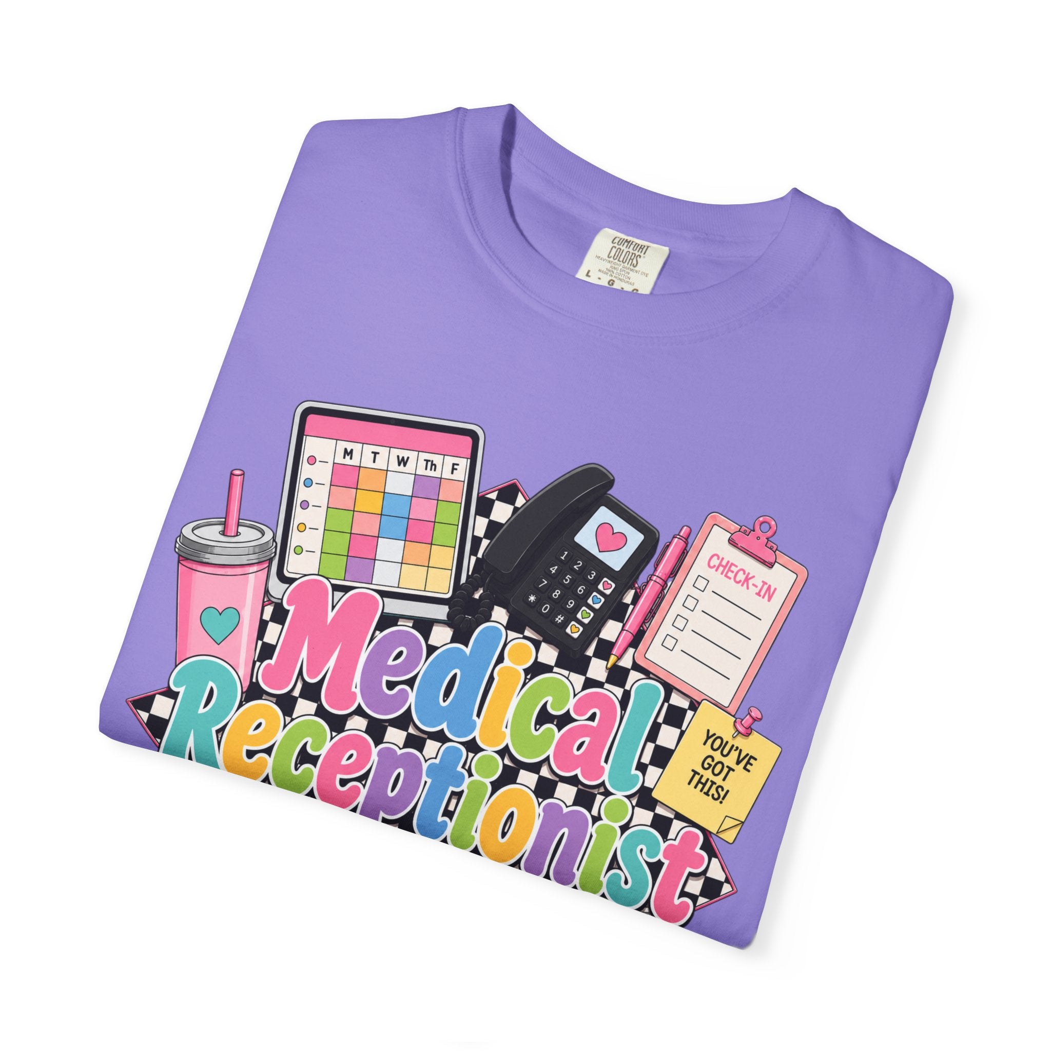 Medical Receptionist Graphic T-Shirt — Cute Office Essentials Design