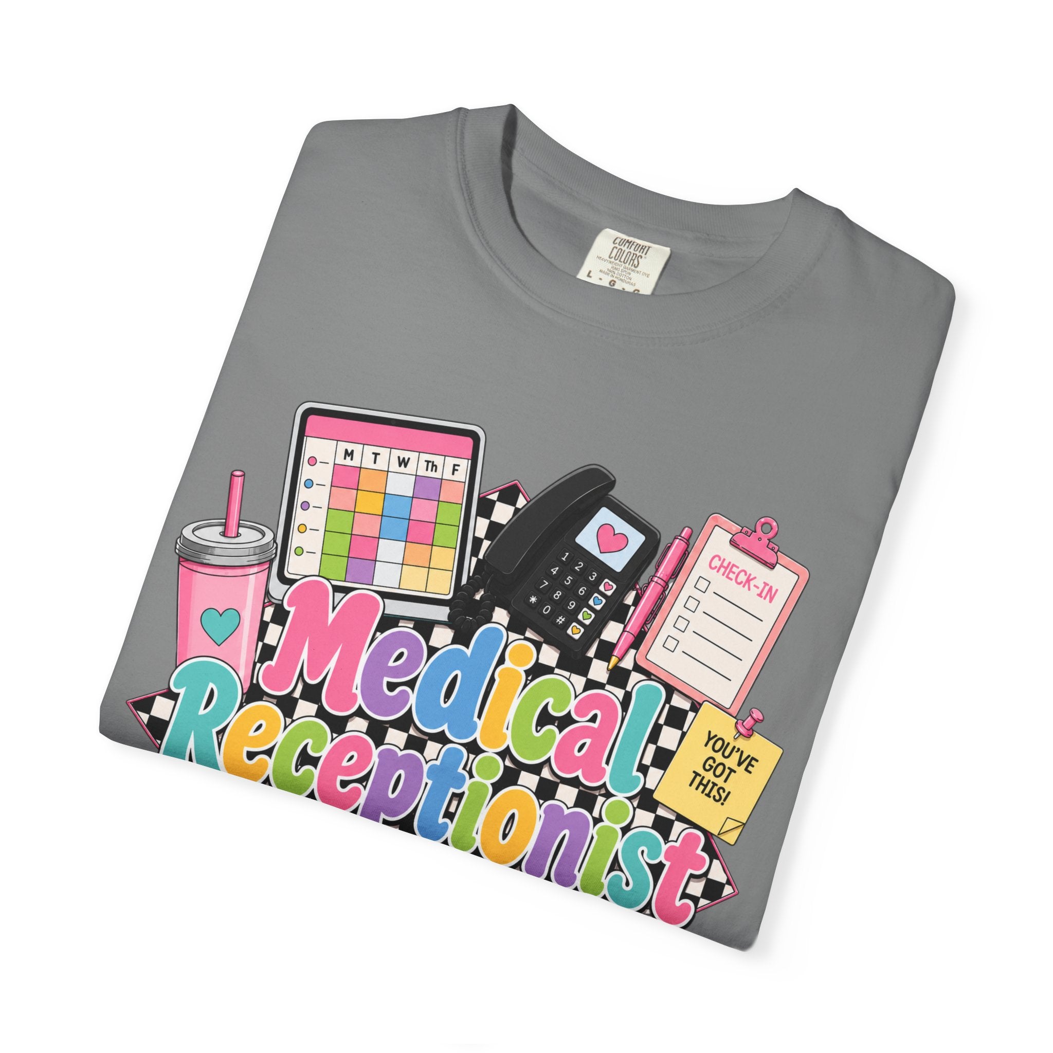 Medical Receptionist Graphic T-Shirt — Cute Office Essentials Design