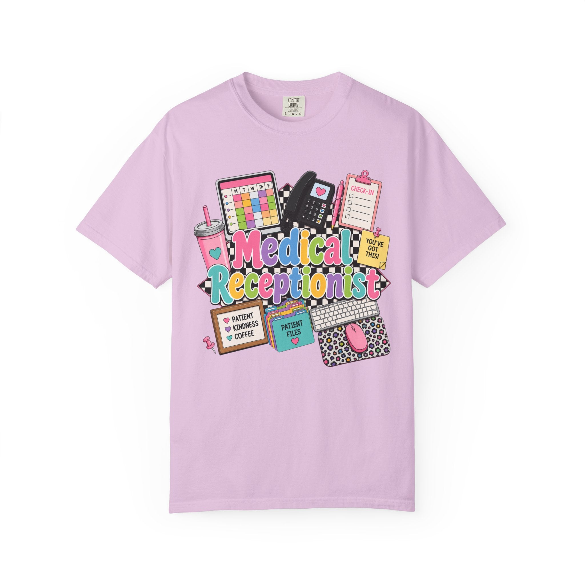 Medical Receptionist Graphic T-Shirt — Cute Office Essentials Design
