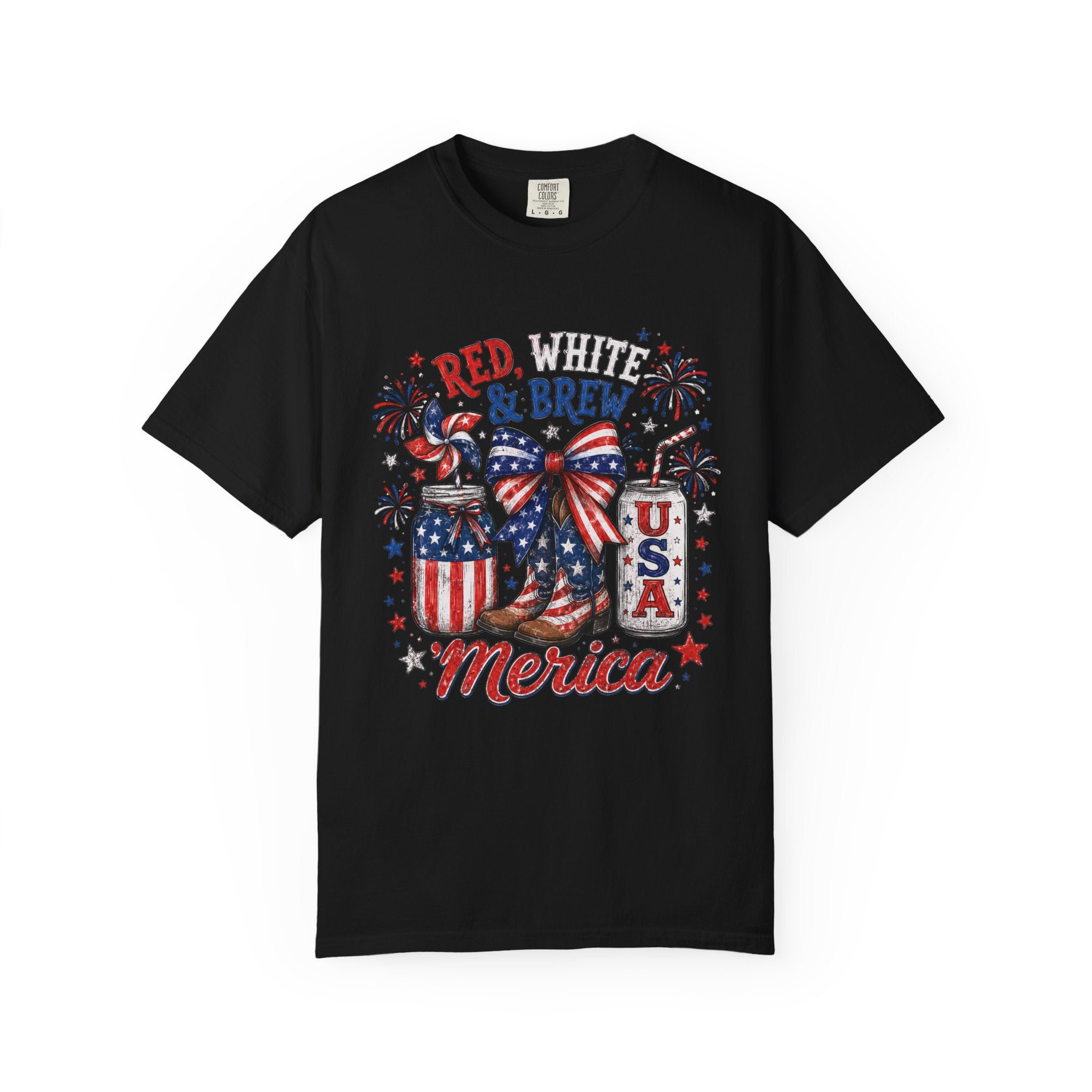 Red White & Brew graphic T-shirt | USA Merica patriotic 4th of July design