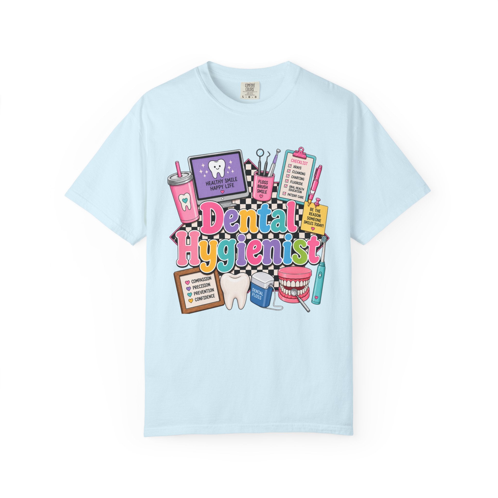 Dental Hygienist T-shirt | Dental Tools Graphic Tee, Tooth Care Design