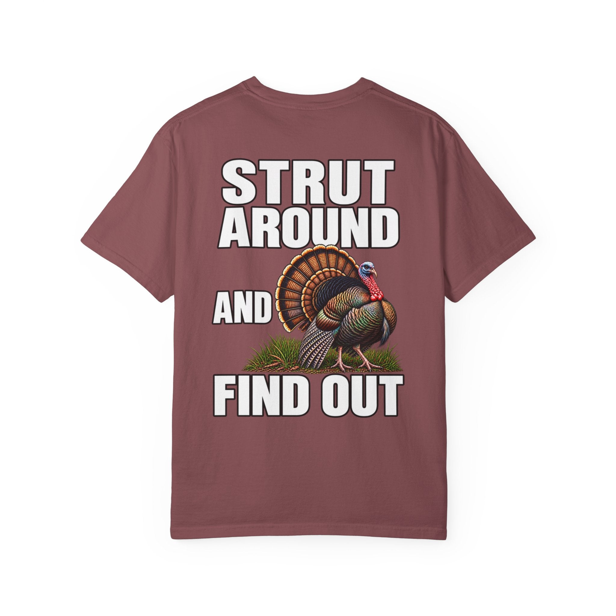 Strut Around and Find Out Turkey T-Shirt | Yee Haw Energy chest logo