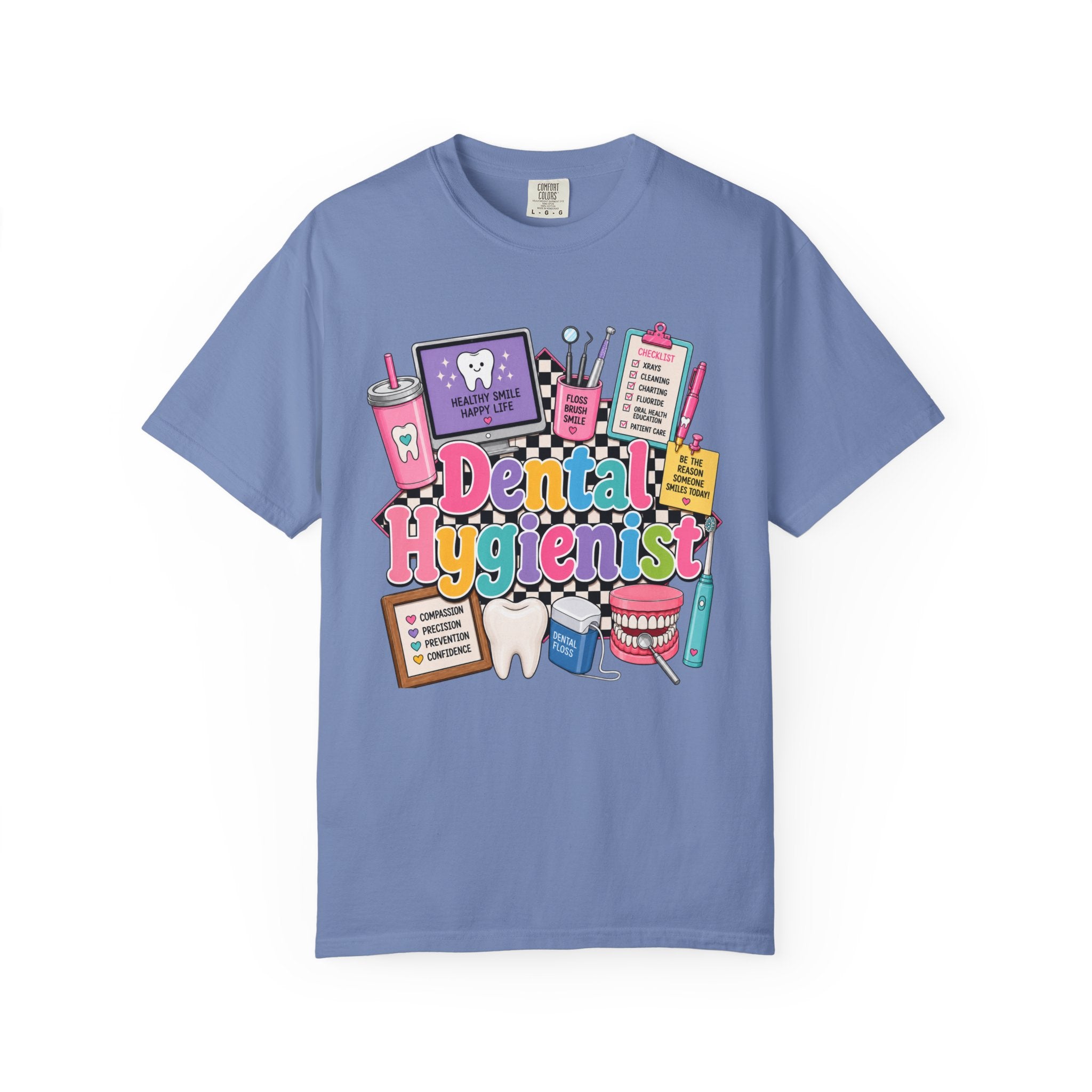 Dental Hygienist T-shirt | Dental Tools Graphic Tee, Tooth Care Design