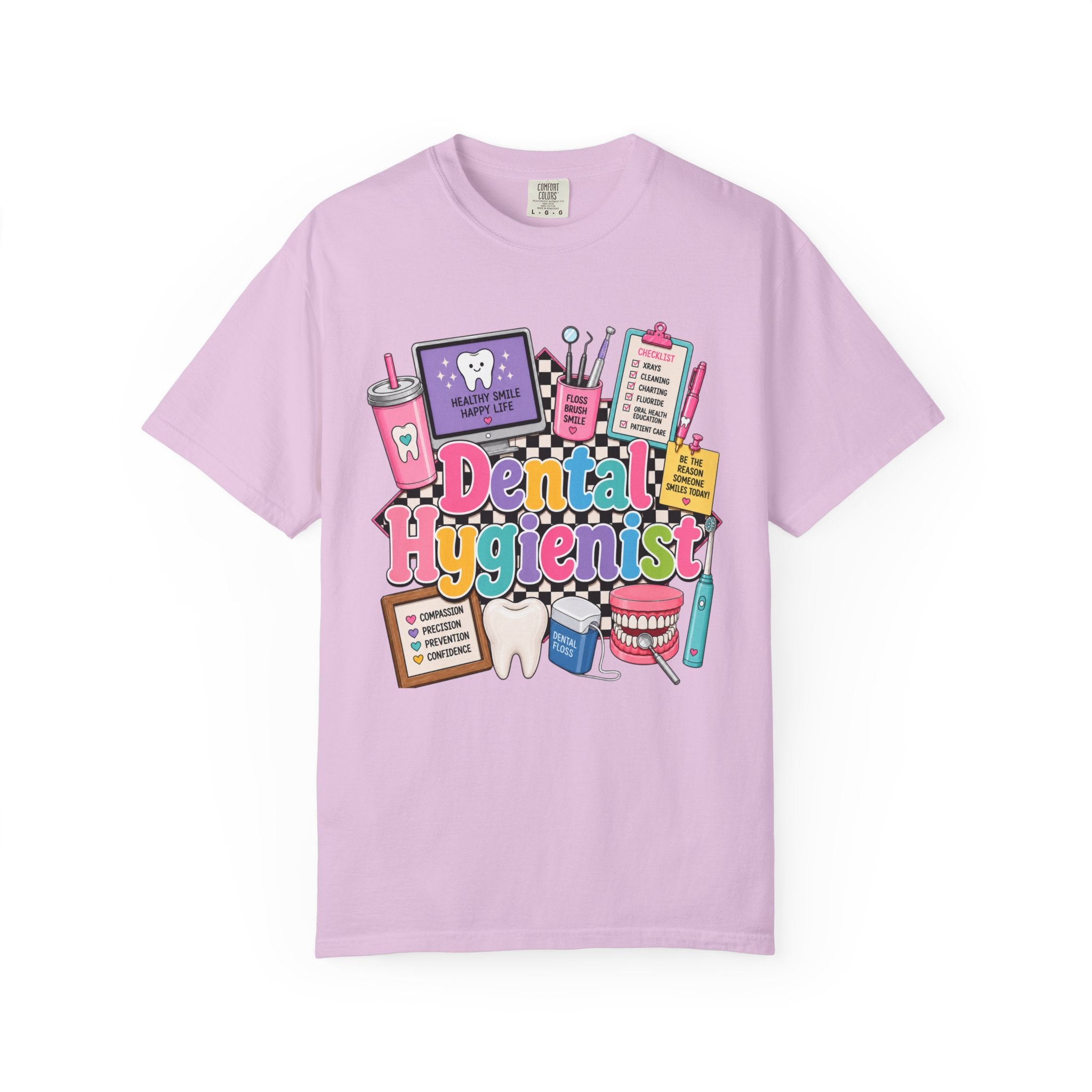 Dental Hygienist T-shirt | Dental Tools Graphic Tee, Tooth Care Design