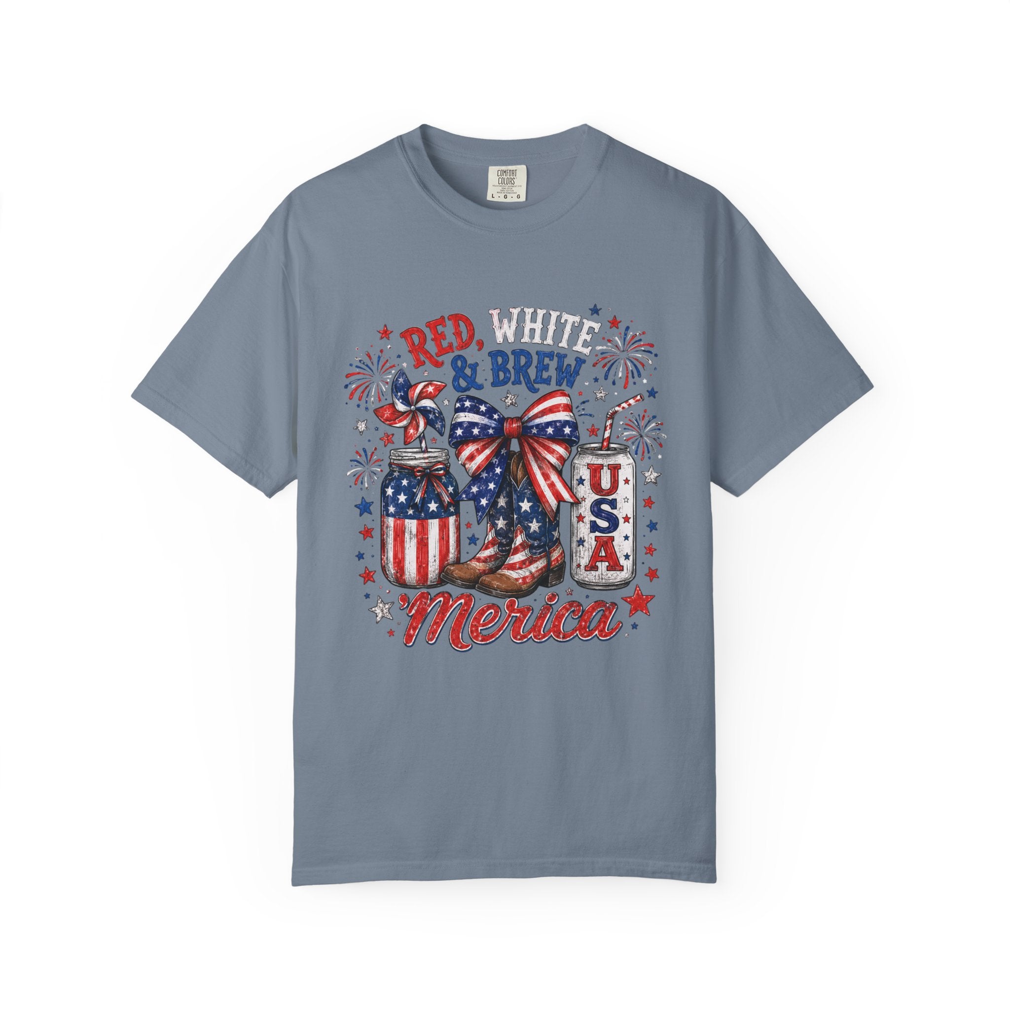 Red White & Brew graphic T-shirt | USA Merica patriotic 4th of July design