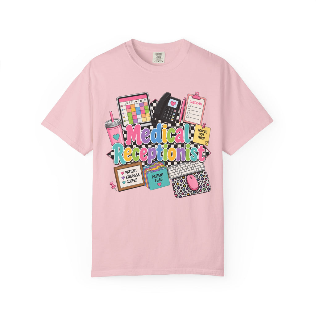 Medical Receptionist Graphic T-Shirt — Cute Office Essentials Design